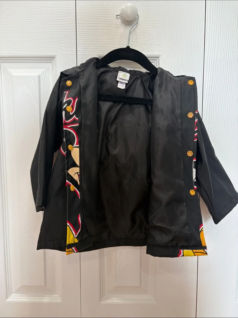 Disney Black Mickey Mouse Kids Raincoat with Red, Yellow, White Accents